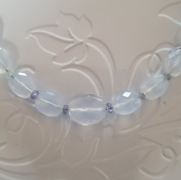 .925 CHALCEDONY/SAPPHIRE NECKLACE - Picture 2 of 4